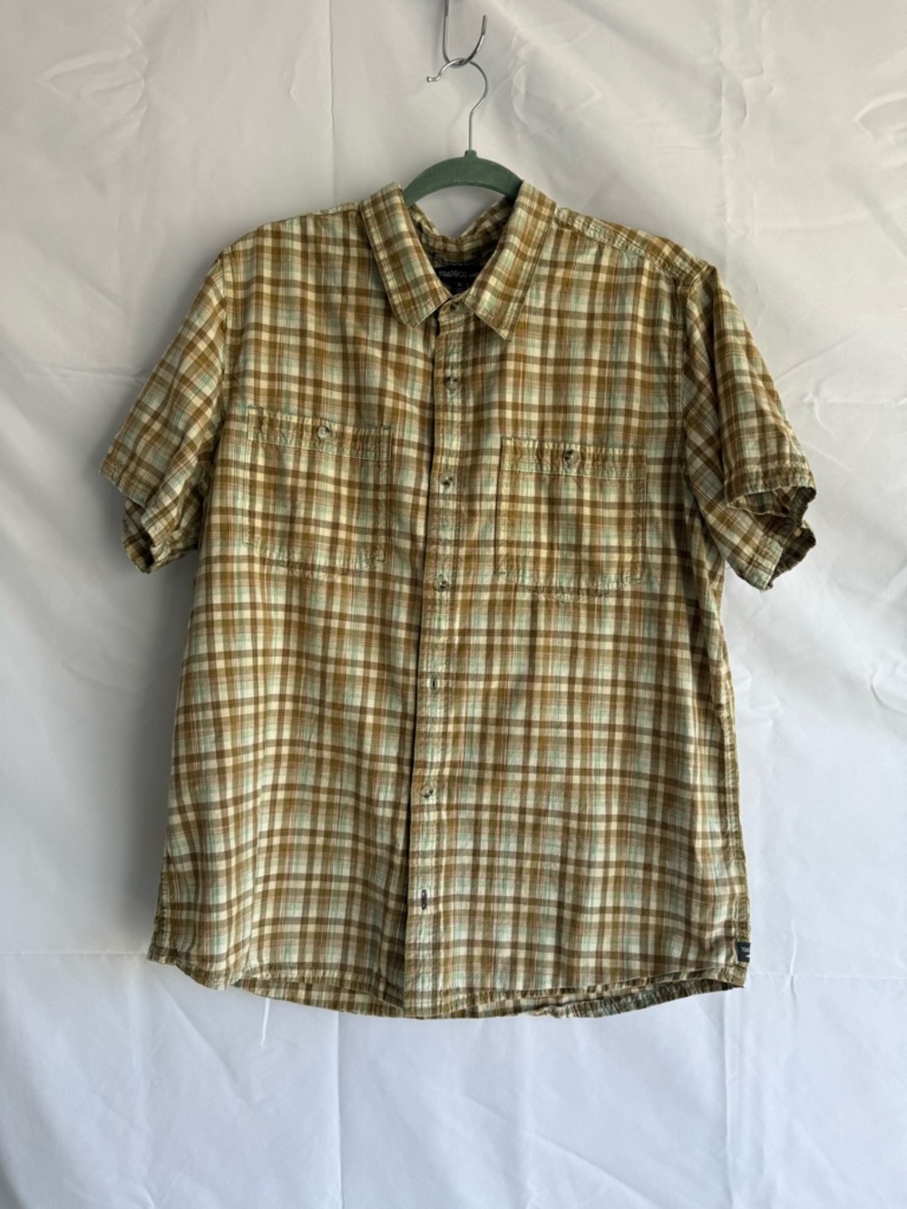 Toad & Co Organic Cotton Plaid Shirt XL Short Sleeve Button Up Outdoor Casual